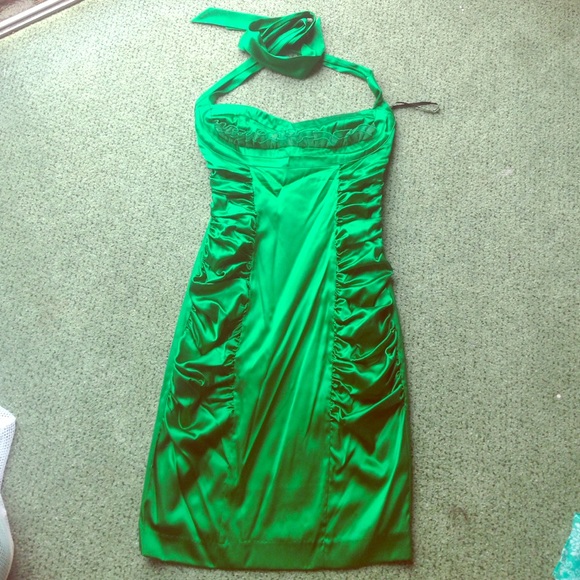 Betsy Johnson green satin dress