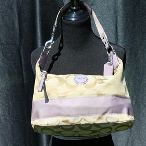 Sold! Coach Signature Stripe Hobo Womens Purse