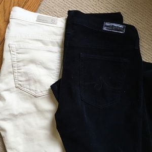 Two pairs of AG stilt corduroys size 26