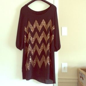 Sparkly Gold Chevron Party Dress