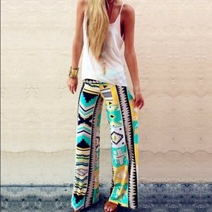Bohemian palazzo wide leg pants