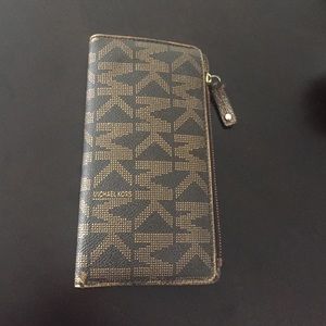 Michael Kors Gold and brown MK wallet