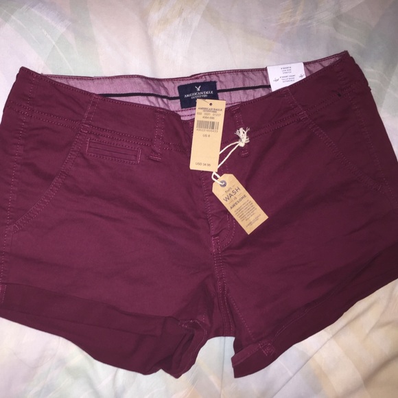 Size 8 maroon American Eagle shortie shorts