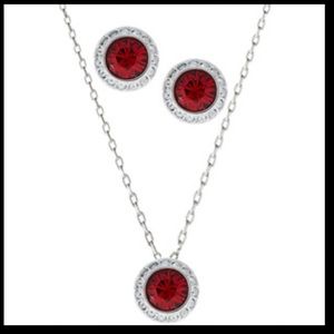 Ruby Swarovski necklace and earrings set