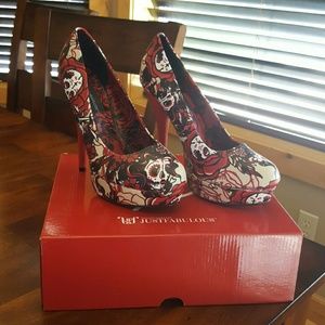 Iron Fist shoes sugar skull head high heels