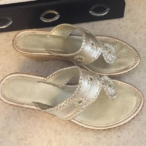 Jack Rogers Marabella Mid Wedge size 8.5 PLATINUM