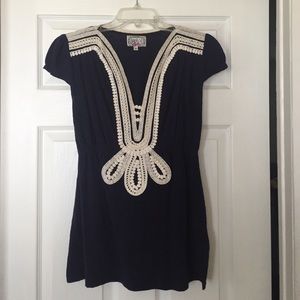 Anthropologie crochet V-neck blouse
