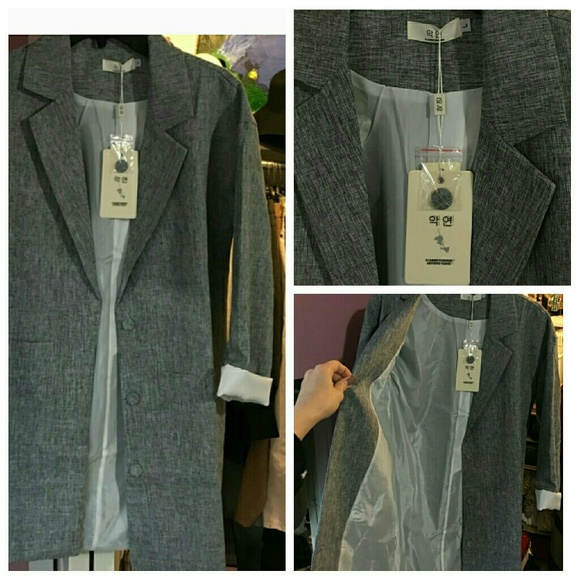 Gray boyfriend long blazer