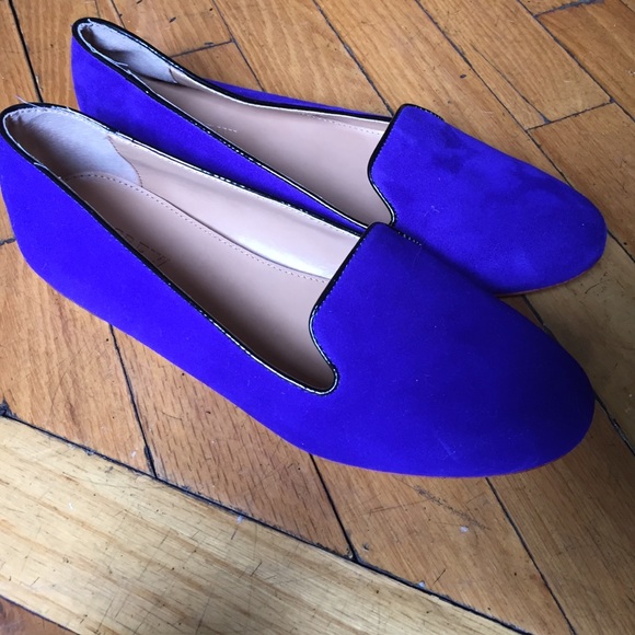 J.Crew factory bright blue suede flats - Picture 3 of 3