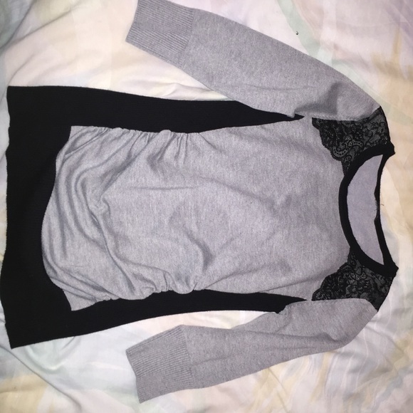 Gray & black with lace sweater!