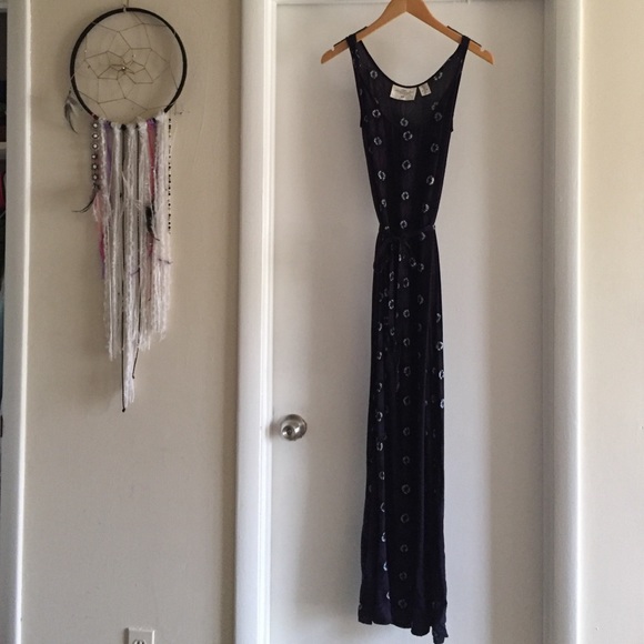 Blue boho maxi dress.