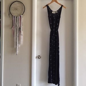 Blue boho maxi dress.