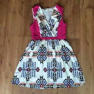 Aztec print v-neck dress size Medium