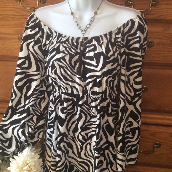 Slinky Brand Tops - Slinky Brand Zebra Shark Bite Tunic &Pant Set NWOT