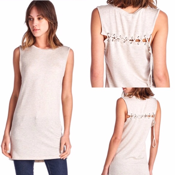 •LAST ONE•Oatmeal Tie Top - Picture 2 of 4