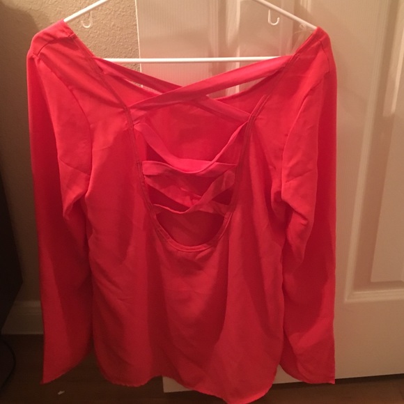 Coral long sleeve blouse