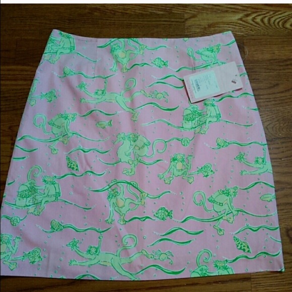 Lilly Pullitzer pencil skirt. Pink and green