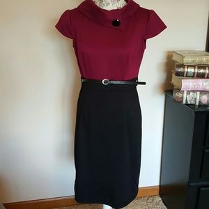 Maroon and black DressBarn Career dress