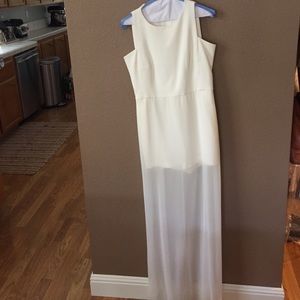 BCBG MaxAzria white romper w/ white skirt overlay