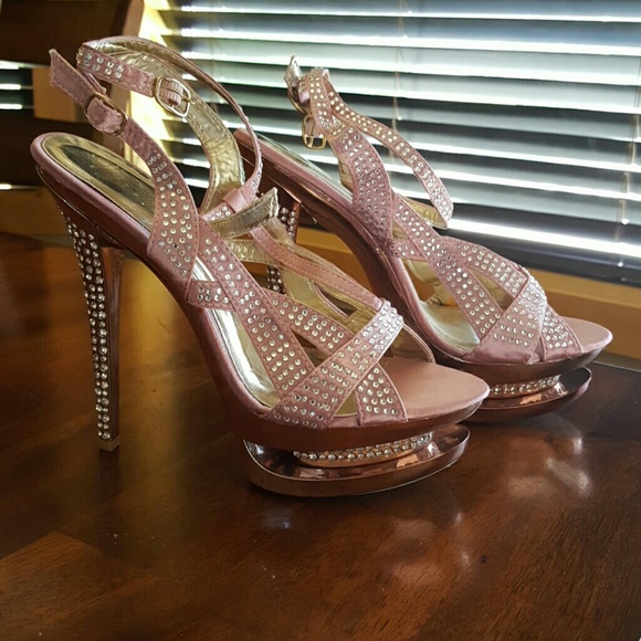 Pink with rhinestone high heels