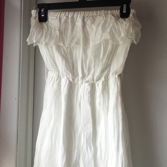 White, strapless high low dress