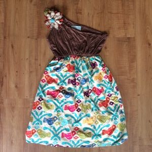 Judith March one shoulder Love Birds dress