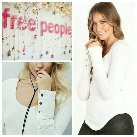Free People Button Cuff Thermal Top