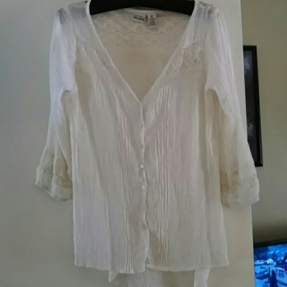 Mudd sheer blouse w/lace - Picture 1 of 4