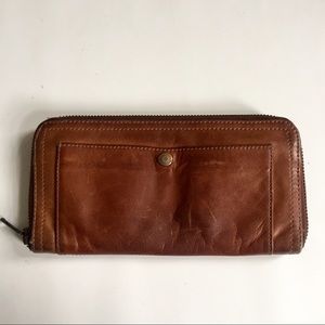 Camel Leather Clutch Wallet