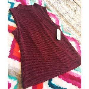 Burgundy high neck tank top