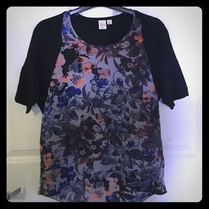 Anthro silk floral shortsleve top