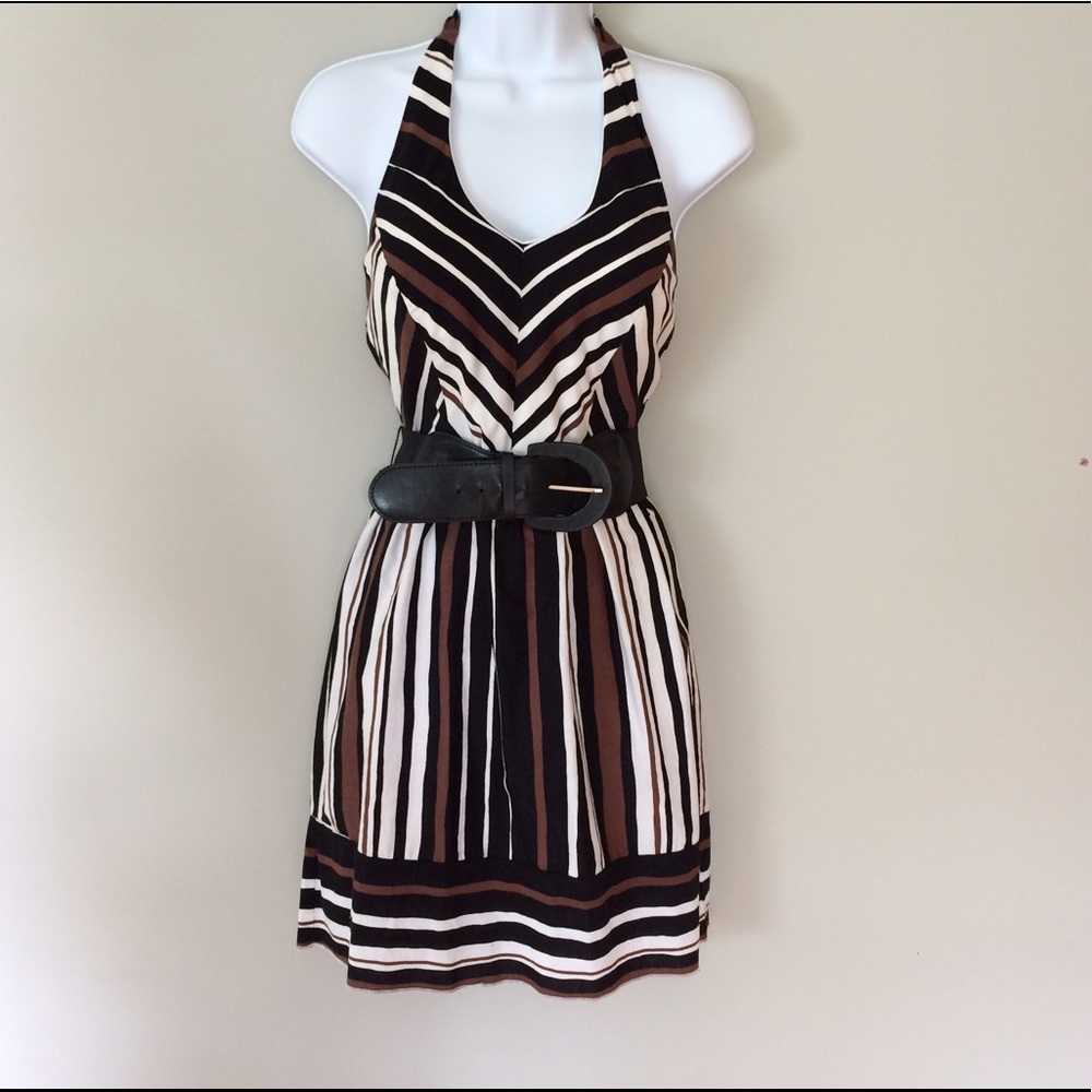 Chevron striped halter dress with belt size 5