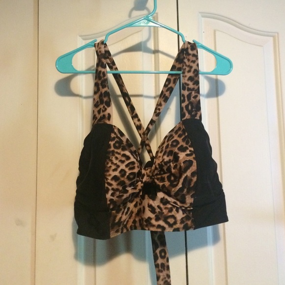 Torrid leopard print swim top