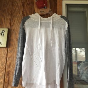 Gray and white hoodie
