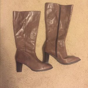 Brown wide calf boots