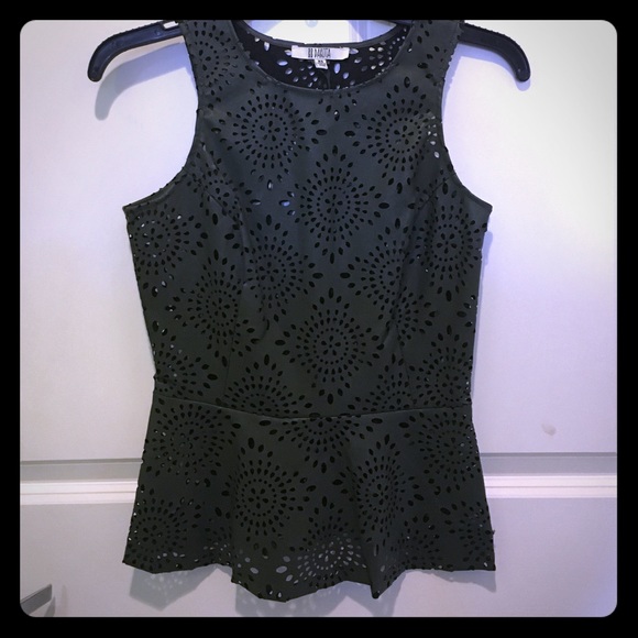 Leather eyelet peplum top