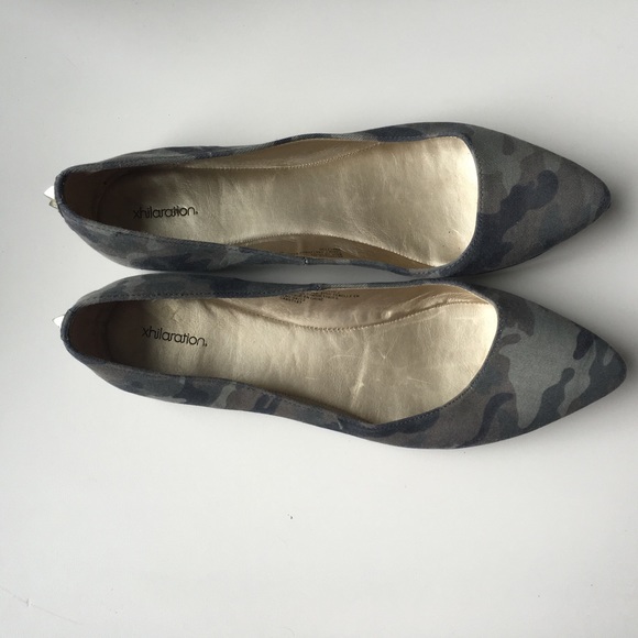 Camouflage Flats w/ Gold Studded Detail