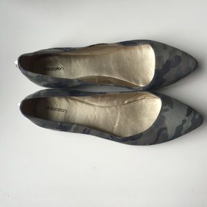 Camouflage Flats w/ Gold Studded Detail