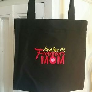Firefighter's Mom Embroidered Canvas Tote Bag