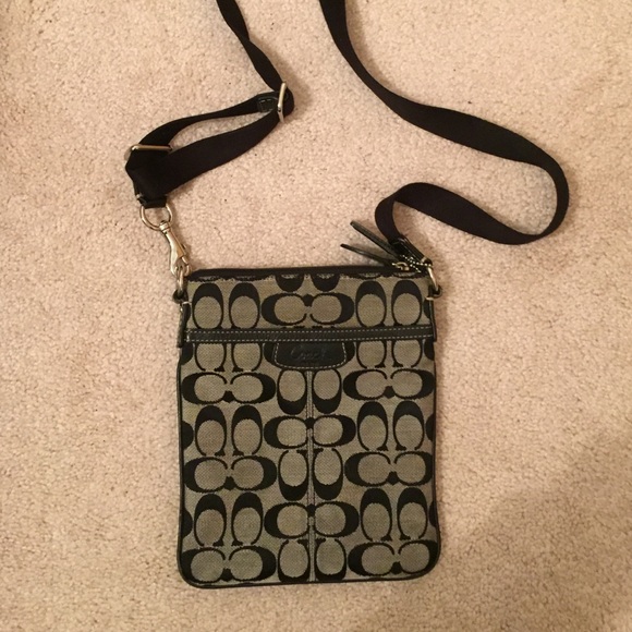 Coach signature print cross body purse