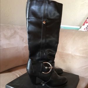 Black calf high boots