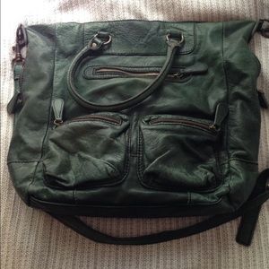 Beautiful huge green bag real leather DISCOUNT