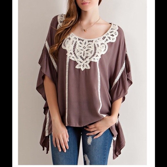 ‼️Mocha Crochet Blouse - Picture 2 of 4
