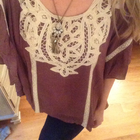 ‼️Mocha Crochet Blouse - Picture 3 of 4