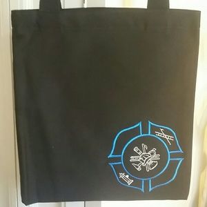 Embroidered Blue firefighter Maltese Cross tote