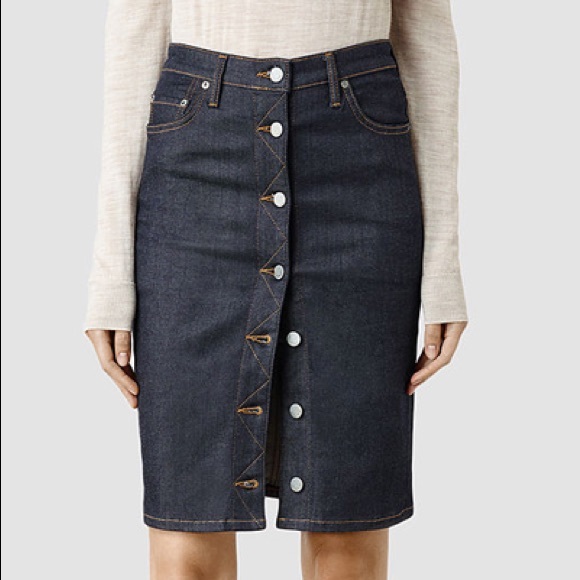 allsaints denim skirt
