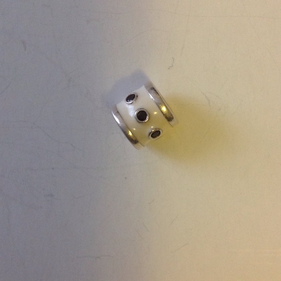 Pandora white enamel barrel charm