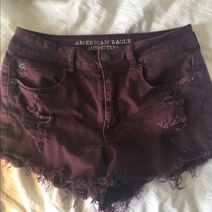 Maroon high waisted shorts