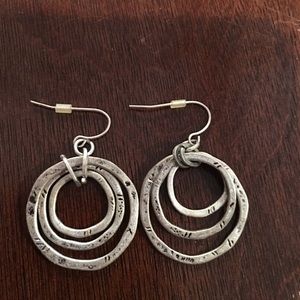 Silver carved circle earrings