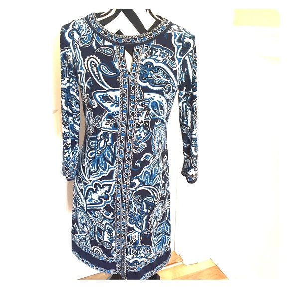 INC blue print dress